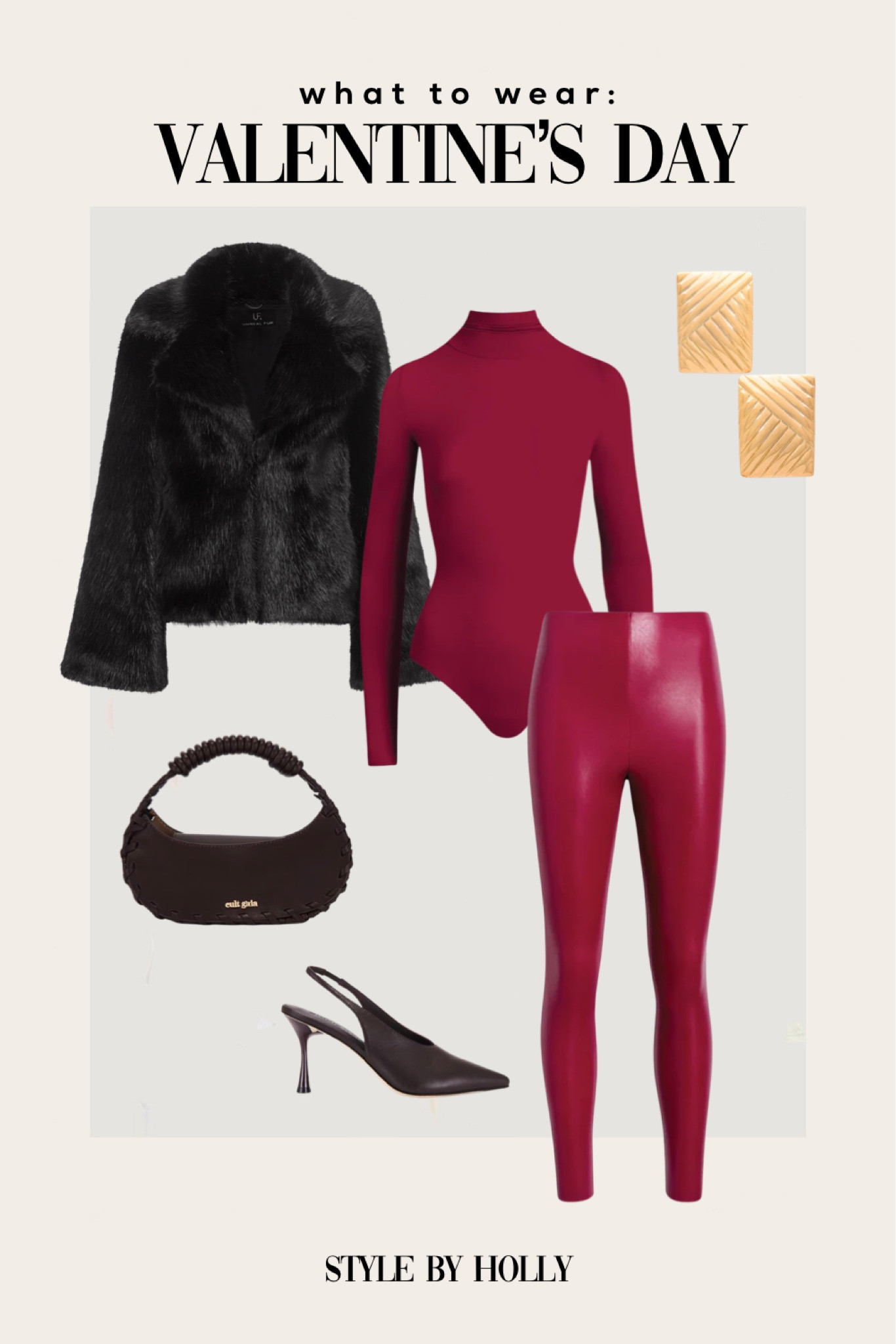 Valentine’s Day Outfit 
Date Night Outfit
Commando Faux Leather Leggings 
Commando Ballet Bodysuit 
Studio Amelia Razor Slingback 90 Heel
Heaven Mayhem Lined Earrings 
Cult Gaia Aiko Top Handle Bag
Unreal Fur Madam Butterfly Jacket

#LTKFindsUnder100 #LTKStyleTip #LTKSaleAlert