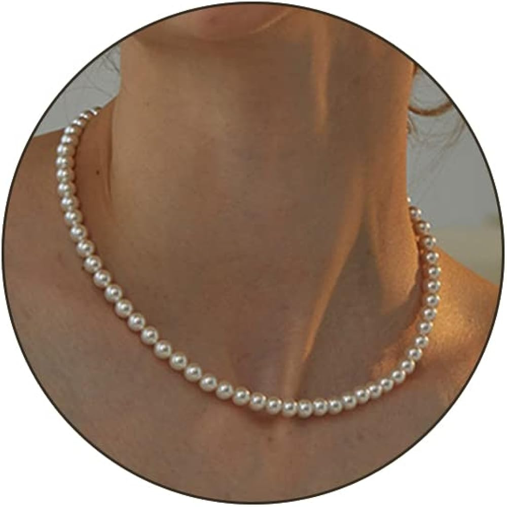 LULII 6MM Round Choker Necklace Gift for Women      
 Sterling Silver  

 Pearl | Amazon (US)