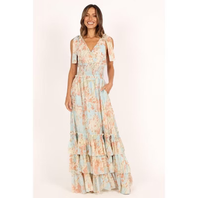 Petal and Pup Womens Christabel Tiered Maxi Dress - Blue Floral L | Target