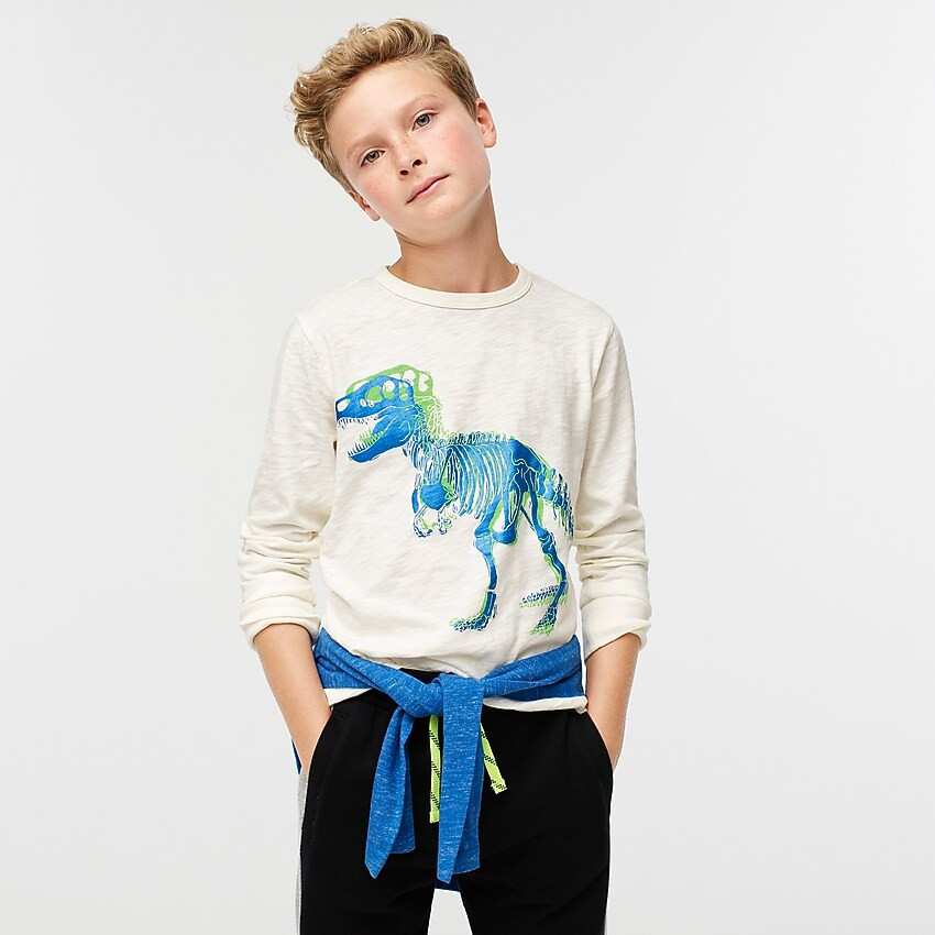 Kids' long-sleeve dinosaur T-shirt in slub cotton | J. Crew US