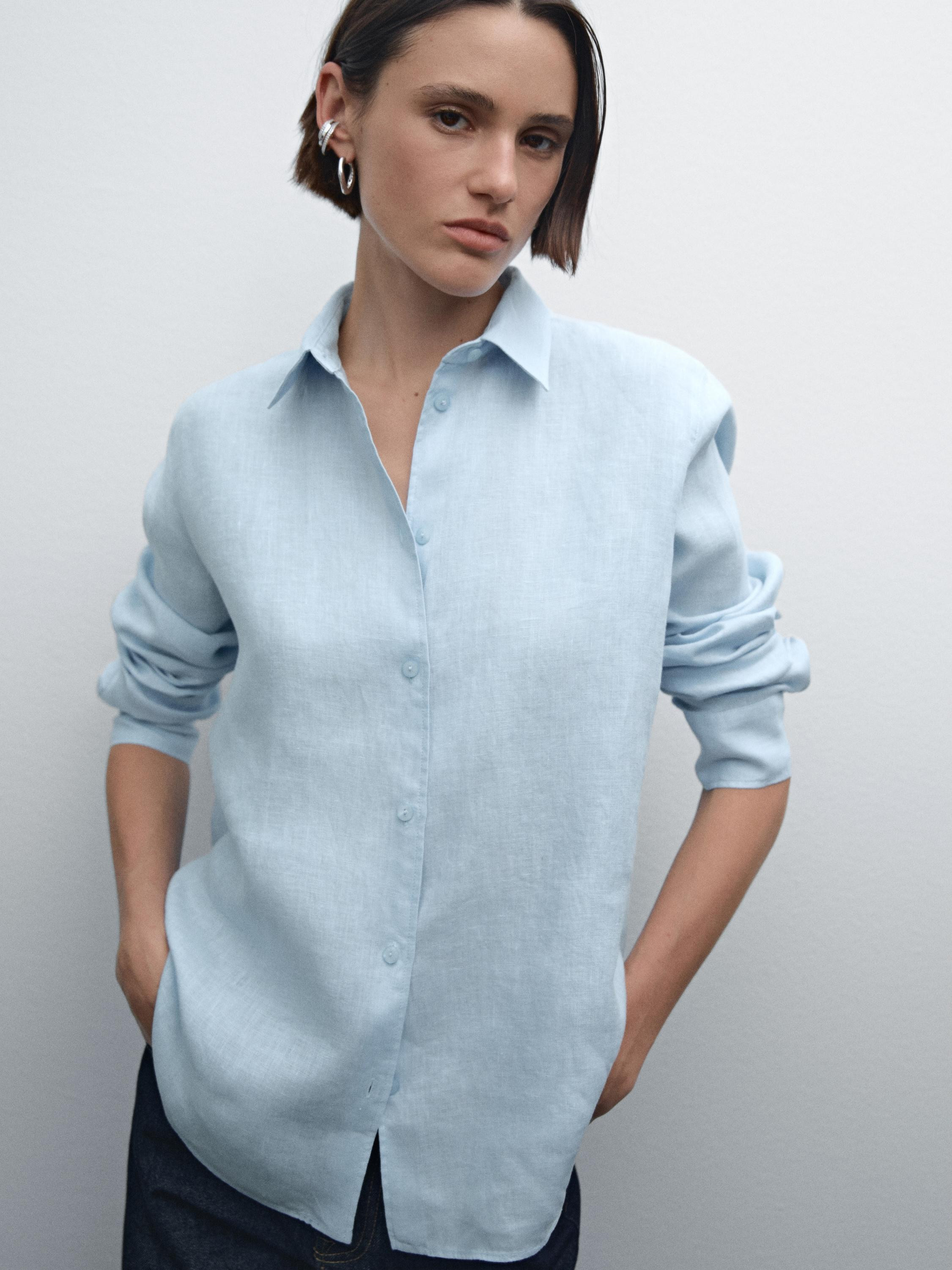 Flowing 100% linen shirt | Massimo Dutti UK