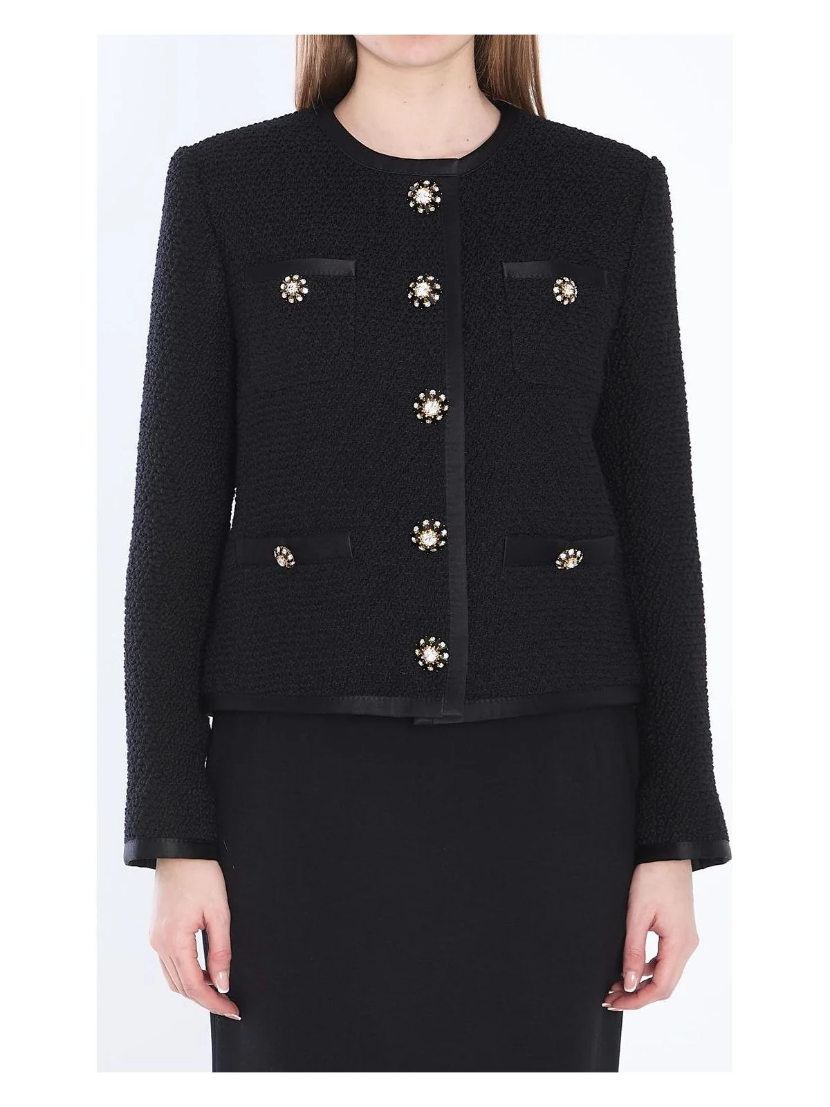 Dolce & Gabbana Women's Wool Blend Tweed Jacket in Black | Size 42 | F27DAZFU3JL Color N0000 | LOZURI