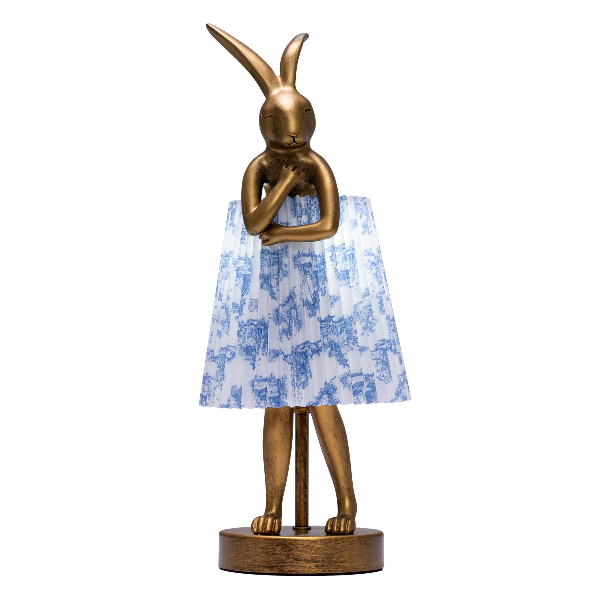Cordless Bunny Table Lamp - Rechargeable Resin Rabbit Desk Light with 5000mAh Battery, Pleated Fl... | Amazon (US)