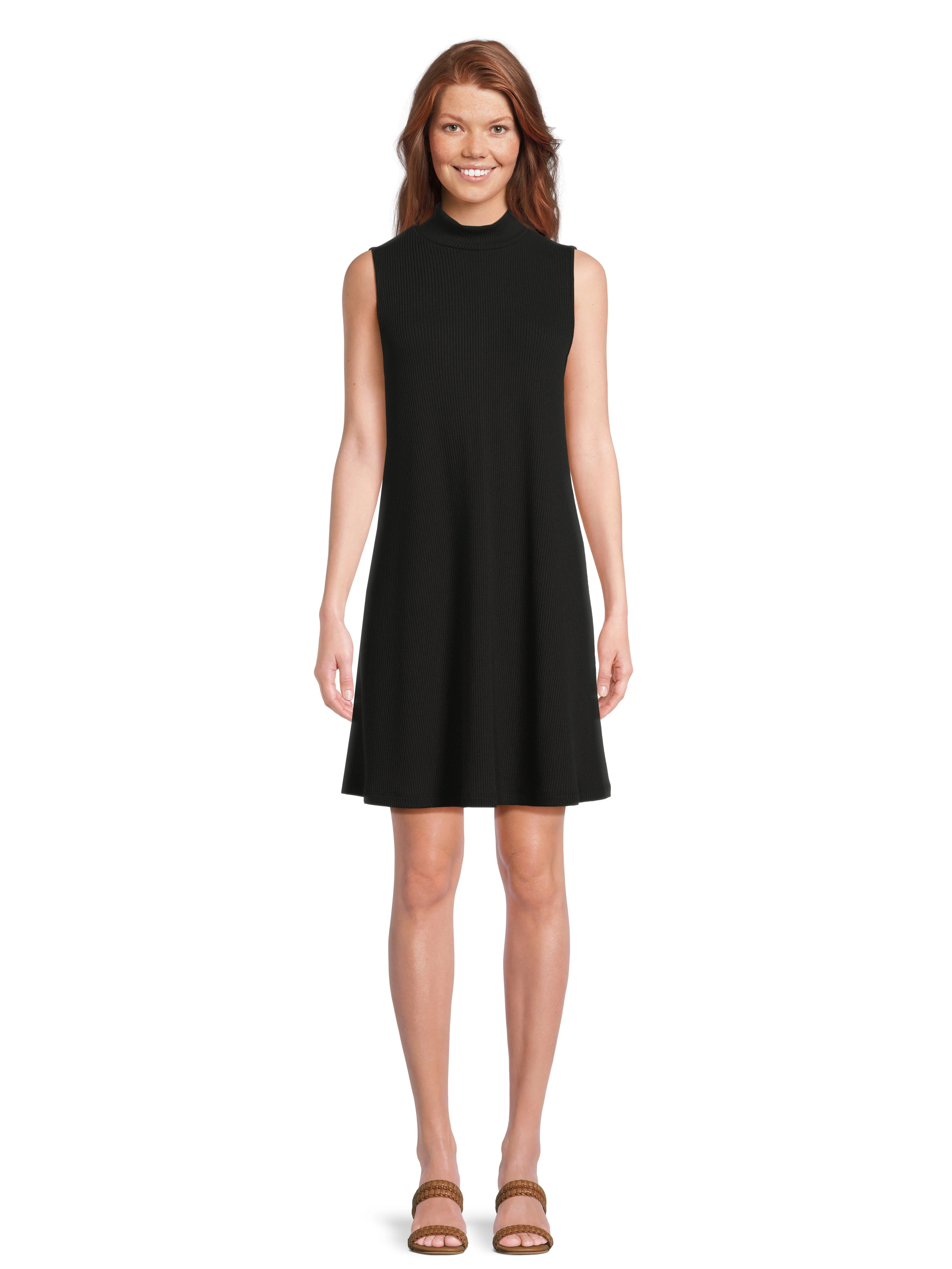 Time and Tru Women's Knit Swing Dress with Mock Neck, Sizes XS-XXXL - Walmart.com | Walmart (US)