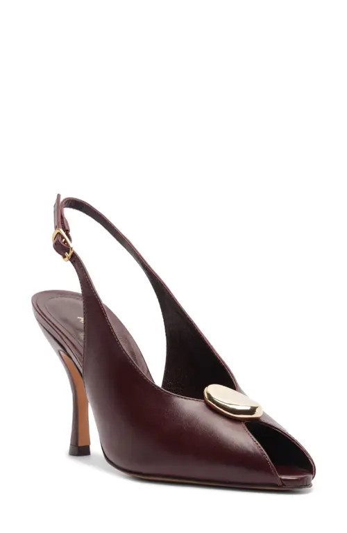 Arezzo Olivia Slingback Peep Toe Pump in Dark Bordo at Nordstrom, Size 8 | Nordstrom