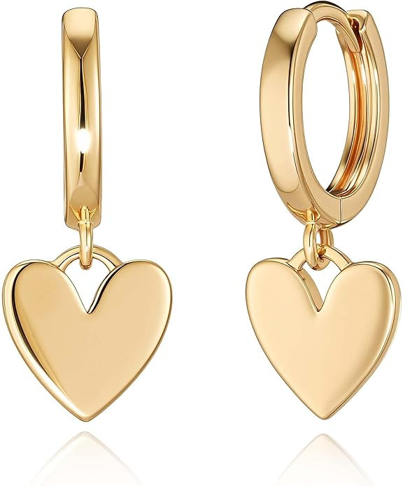 VACRONA Gold Heart Hoop Earrings Huggie Earrings for Women 14k Gold Plated Small Hoops Earrings | Amazon (US)