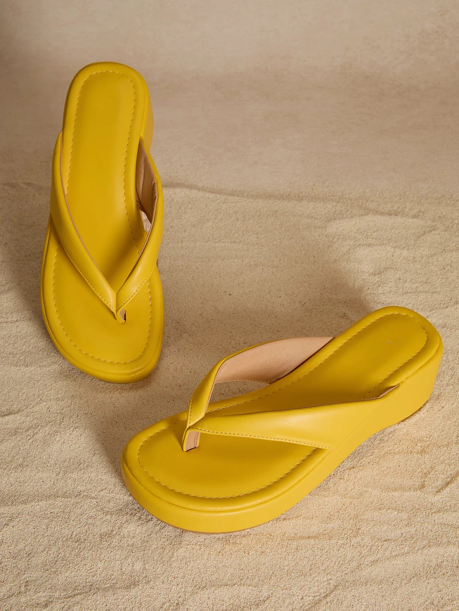 Tropiscape Women's Thick Sole Retro Thong Sandals | SHEIN