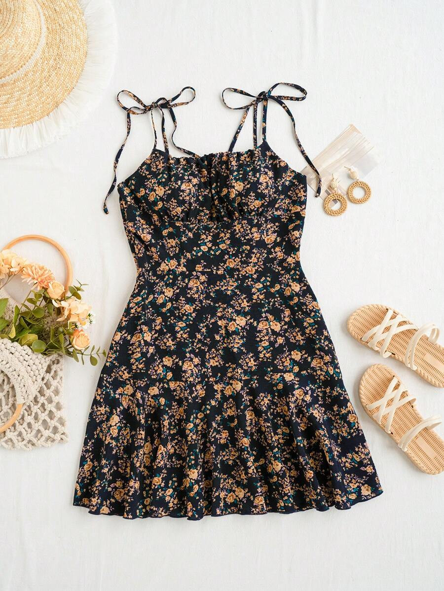 SHEIN WYWH Women Fashionable Small Floral Print Sleeveless Cami Dress | SHEIN