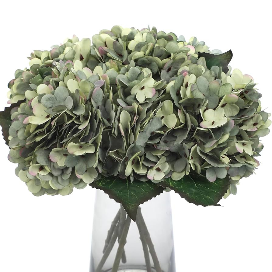 Kimura's Cabin 6pcs Artificial Silk Hydrangea Flowers Faux Hydrangea Flower Stems Fake Bouquets f... | Amazon (US)