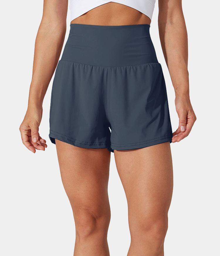 Women’s Super High Waisted Back Pocket & Side Hidden Pocket 2-in-1 Yoga Shorts 2.5" - Halara | HALARA