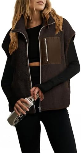 Dokotoo Womens Fleece Jacket Vest Sleeveless Fuzzy Sherpa Jackets Zip Up Oversized Casual Coats F... | Amazon (US)
