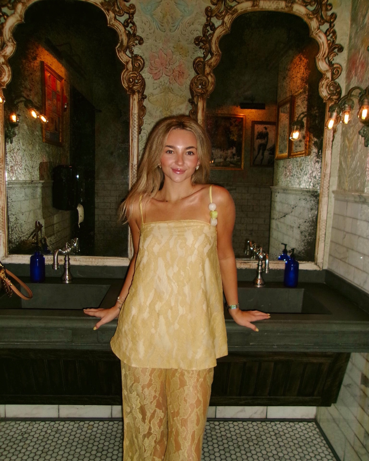 Birthday dinner in this gorgeous Baobab yellow lace set. Wearing a size xs

#LTKParties #LTKStyleTip