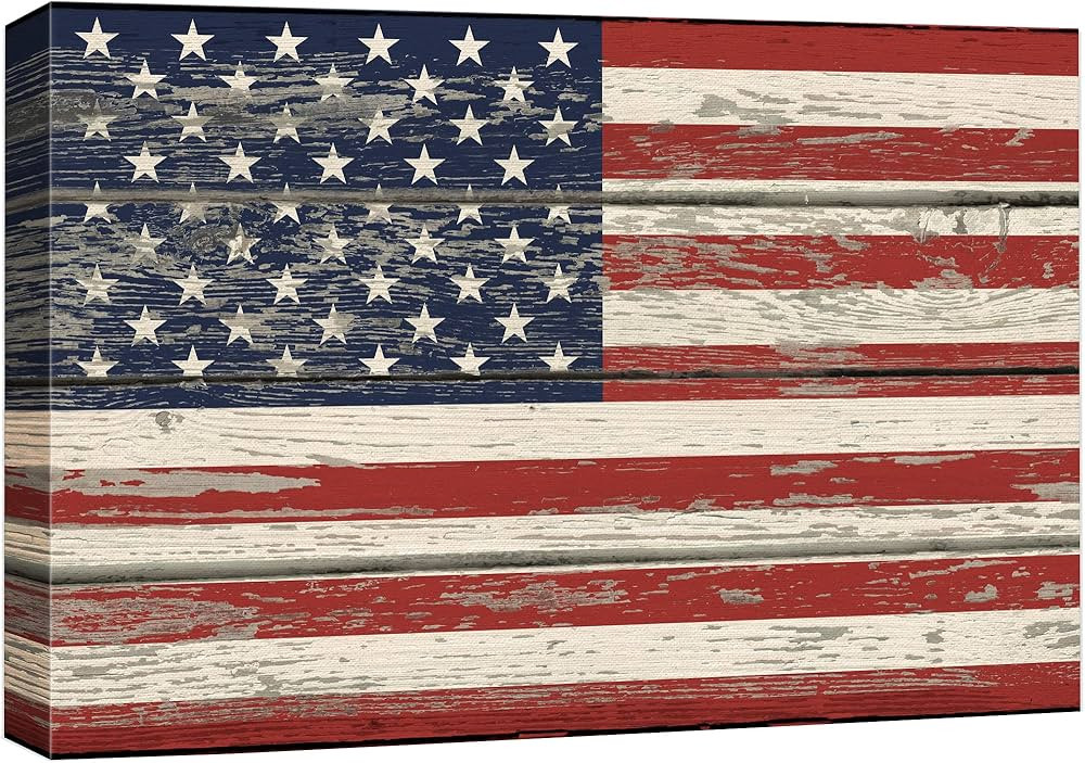 wall26 Canvas Print Wall Art United States Flag on Vintage Retro Wood Panels Pop Culture Cultural... | Amazon (US)
