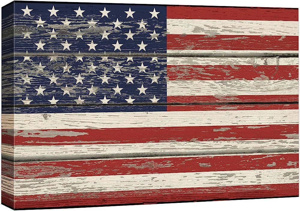 wall26 Canvas Print Wall Art United States Flag on Vintage Retro Wood Panels Pop Culture Cultural... | Amazon (US)