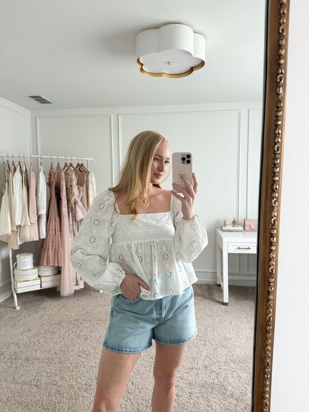 Love this outfit for a spring festival or daytime event! Wearing size small in the top and 27 in the shorts. Spring outfits // casual outfits // denim shorts // festival outfits // Nordstrom finds // LTKfashion 

#LTKSeasonal #LTKstyletip #LTKFestival