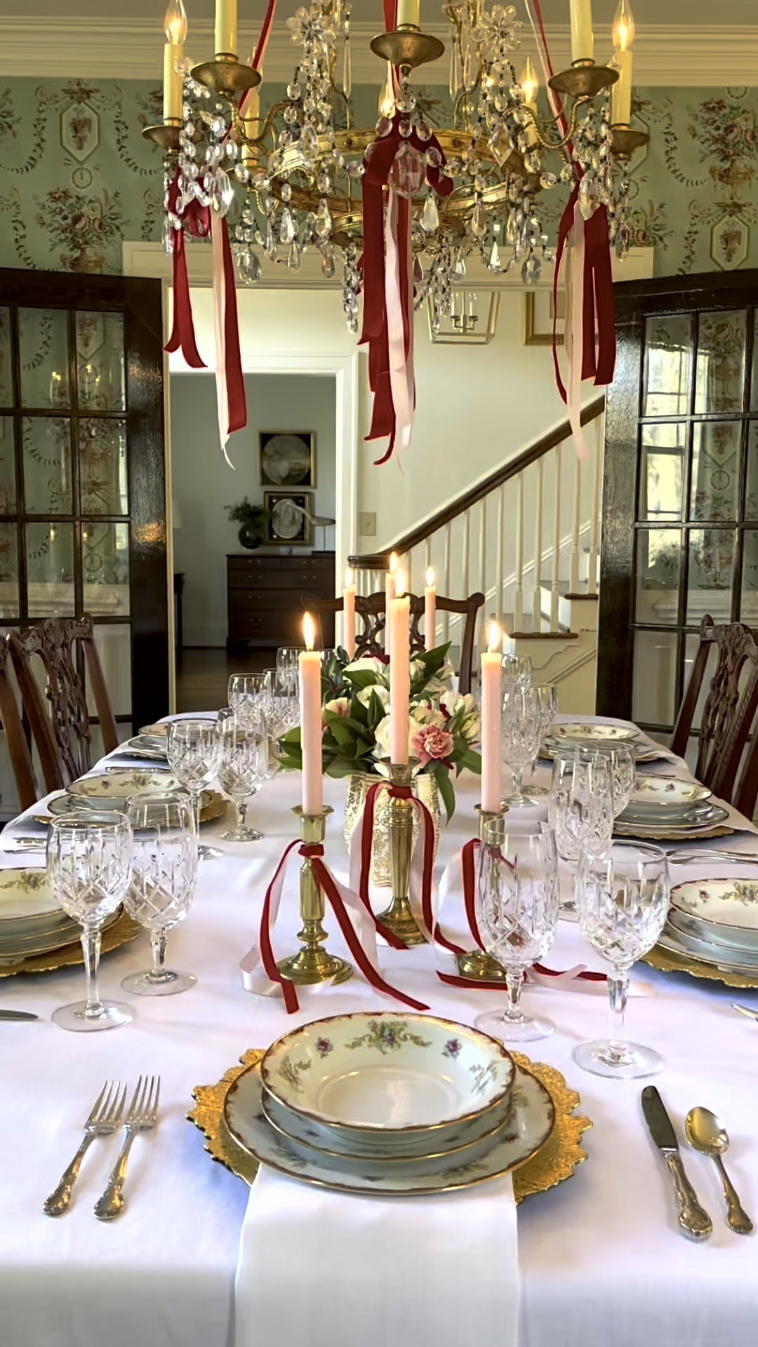 Hosting Galentine's or Valentine's this year? 💖✨ Let me take you back to a tablescape I adored creating last year, featuring my grandmother's exquisite Wemberly china by Harmony House. This dinnerware has graced countless family gatherings, and it was the perfect star for an evening of love and laughter. With romantic red and pink bows adorning the chandelier and delicate bouquets lining the table, this setting was all about elegant simplicity. Crisp white linens paired with sparkling crystal stemware and silver flatware created a dreamy vibe that even Cupid would admire. 🌹💕 But here's the beauty—this setup isn't just for Valentine's! Imagine it for Christmas, a winter bridal shower, or an anniversary celebration. Its timeless charm makes it ideal for any special occasion. So, are you ready to recreate this look or add your own twist? Save this post for future inspiration or tag someone who loves hosting as much as we do! Here's to making unforgettable memories around beautiful tables—cheers! 🥂

#LTKHome #LTKSeasonal #LTKParties