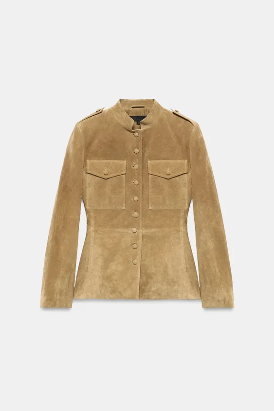 100% LEATHER JACKET WITH COVERED BUTTONS | Zara UK