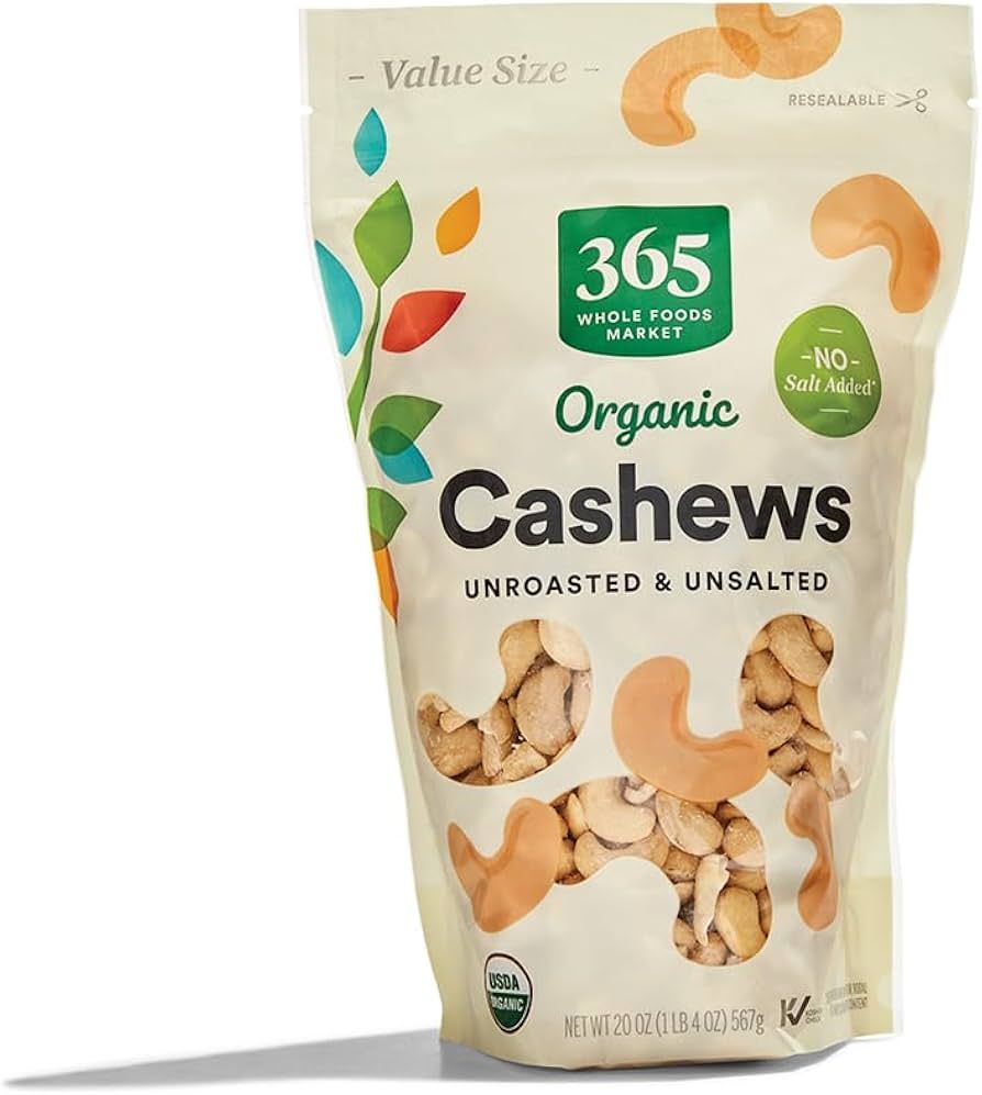 365 By Whole Foods Market, Cashews Unroasted Unsalted Value Size Organic, 20 Ounce | Amazon (US)