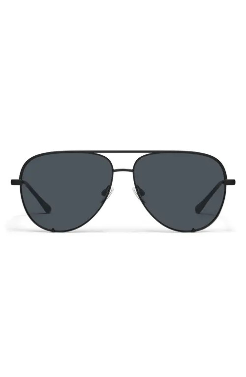 QUAY High Key Mini 60mm Aviator Sunglasses in Black/Smoke Polarized at Nordstrom | Nordstrom