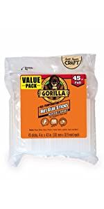 Gorilla Hot Glue Sticks, Full Size, 4" Long x .43" Diameter, 45 Count, Clear, (Pack of 2) | Amazon (US)