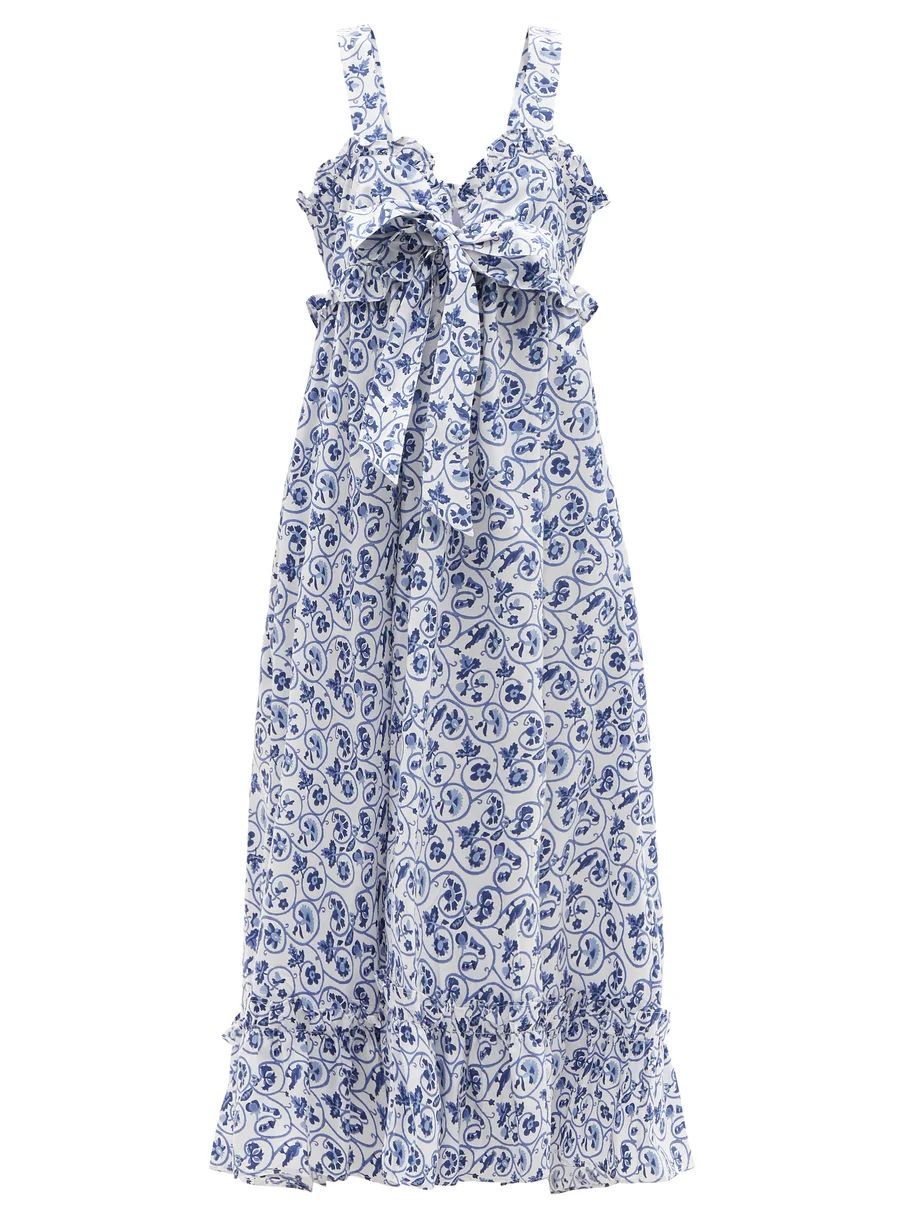 Valentina floral-print cotton-poplin dress | Matches (UK)