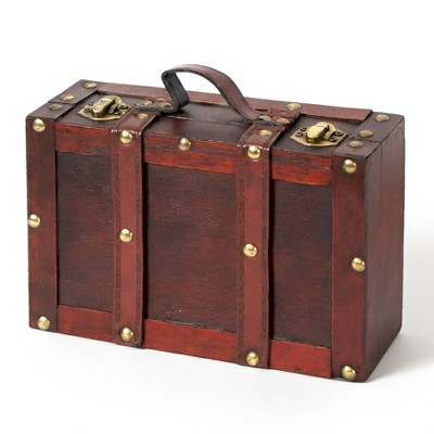 Wooden Vintage Luggage Trunks - Antique Carry-on Suitcase Storage Box with Hinged Lids, Old-Fashioned Decorative Box | Target