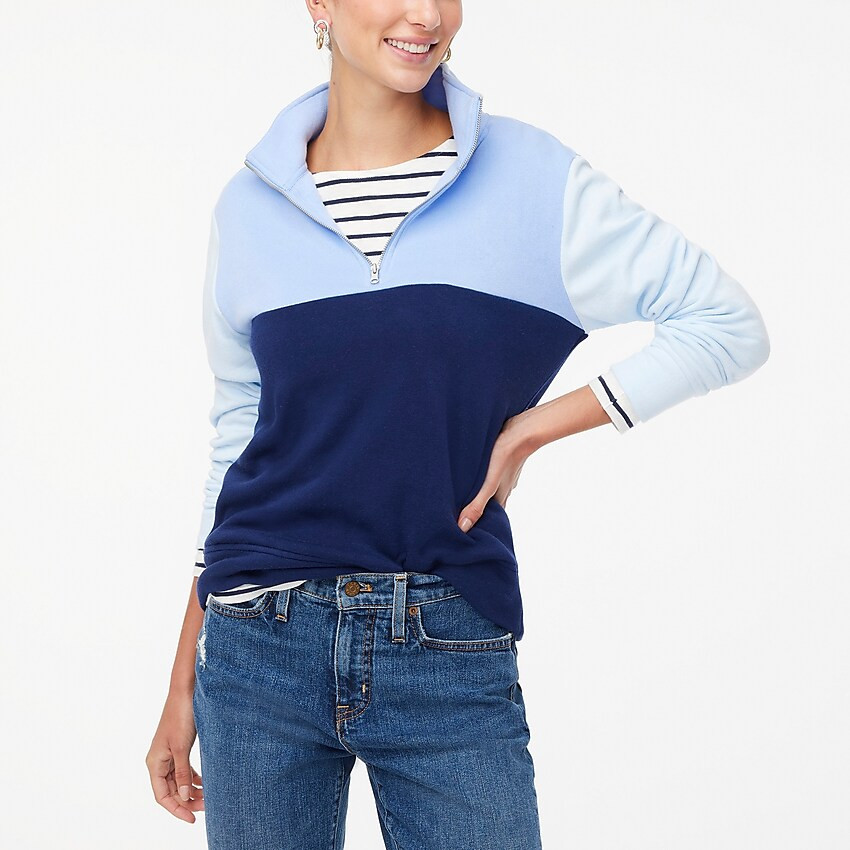 Colorblock half-zip sweatshirt in cloudspun fleece | J.Crew Factory