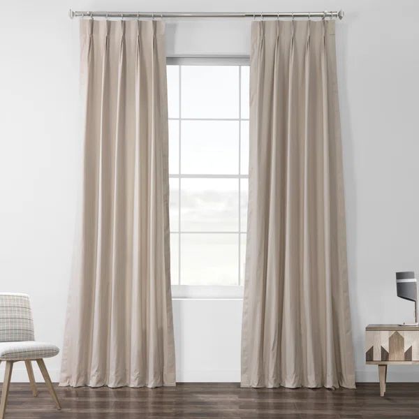Braeville 100% Cotton Solid Semi-Sheer Pinch Pleat Single Curtain Panel | Wayfair North America