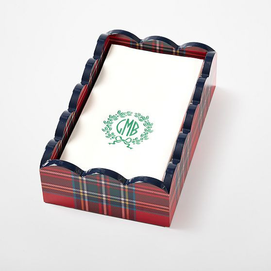 Scalloped Lacquer Tartan Guest Towel Holder | Mark and Graham