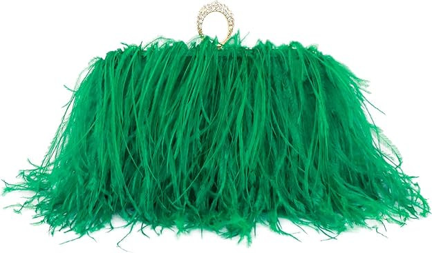 Zakia Women's Real Natural Ostrich Feather Tote Evening Dress Bag Shoulder Bag Party Money Bag Wa... | Amazon (US)