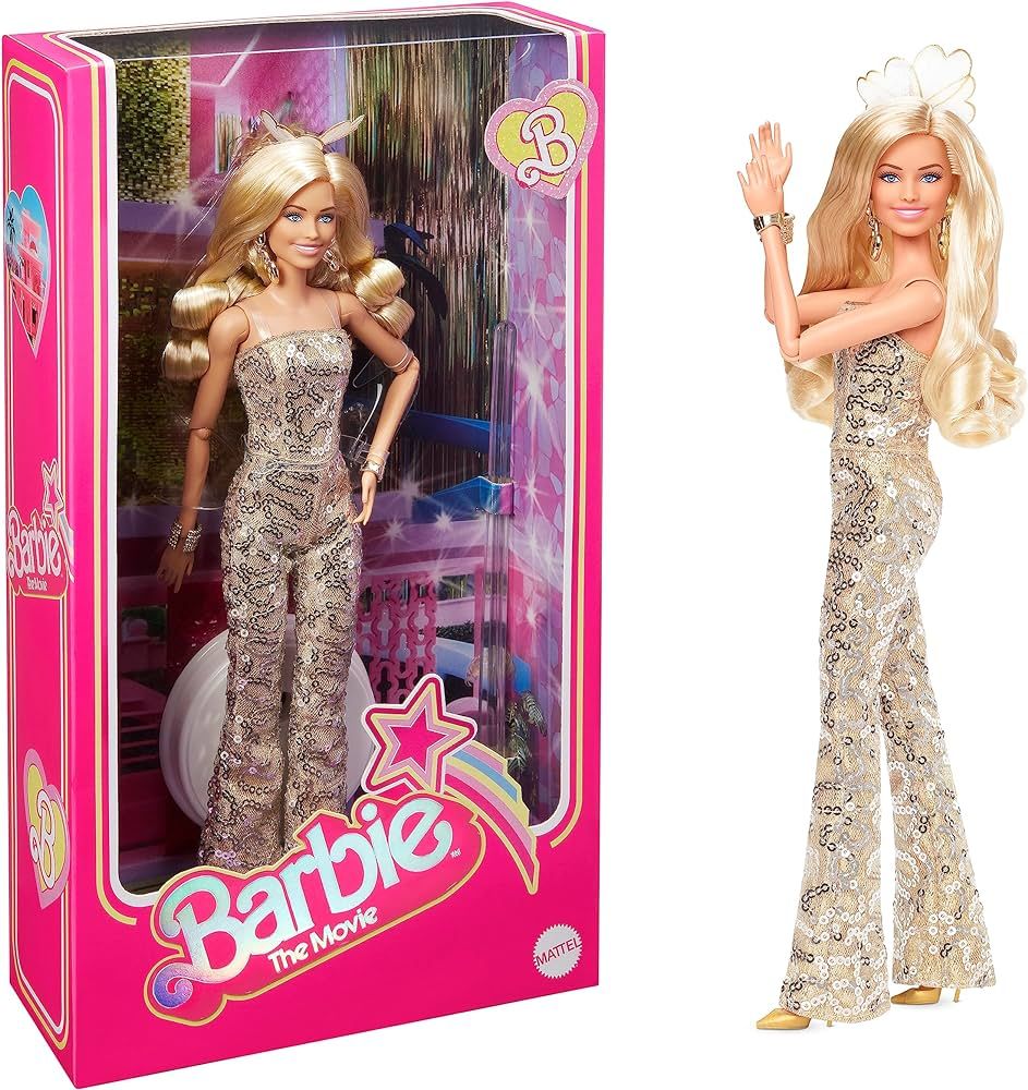 Barbie Margot Robbie as in Gold Disco Jumpsuit The Movie Collectible Doll | Amazon (US)