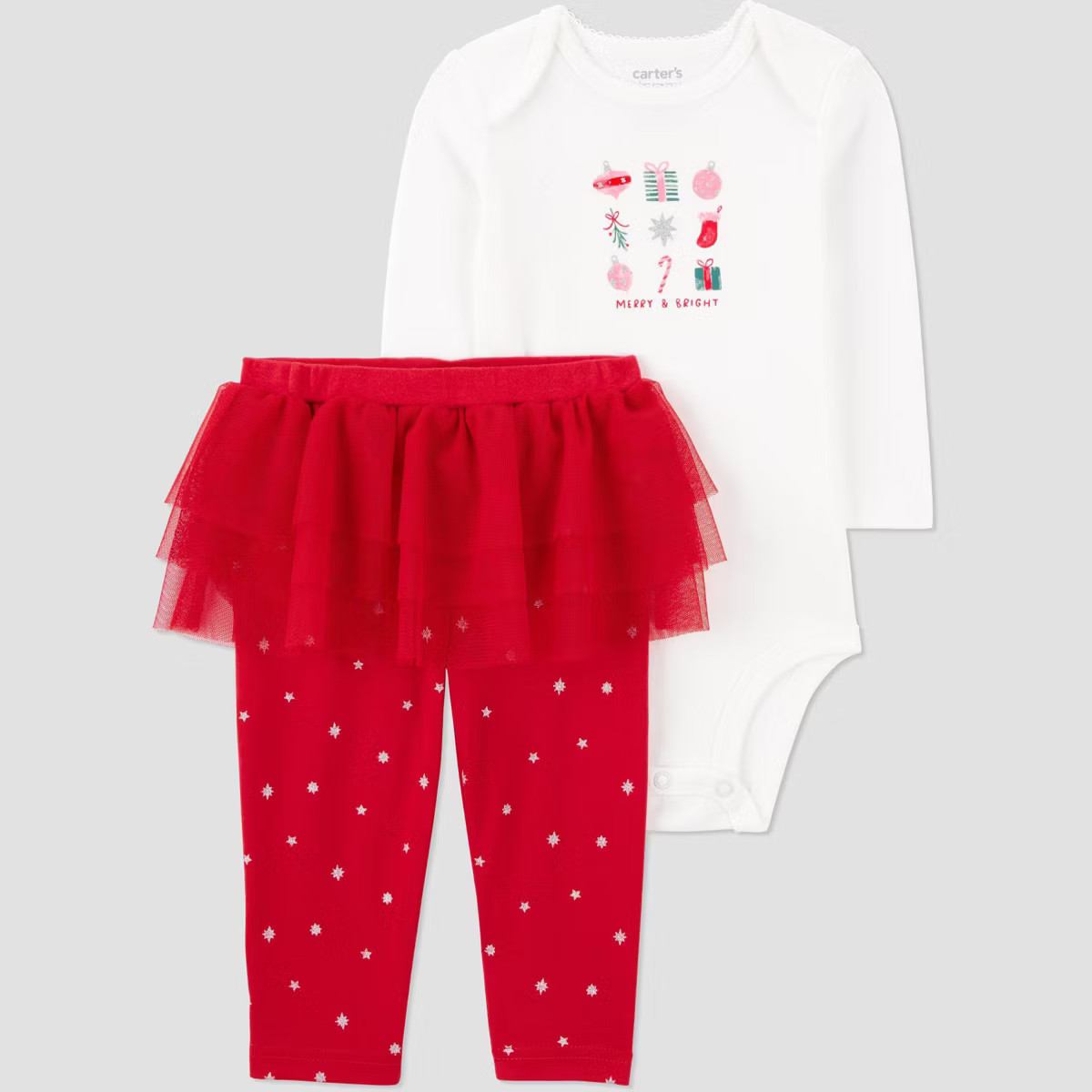 Carter's Just One You® Baby Girls' 2pc Christmas Candy Top and Bottom Set - White/Red | Target