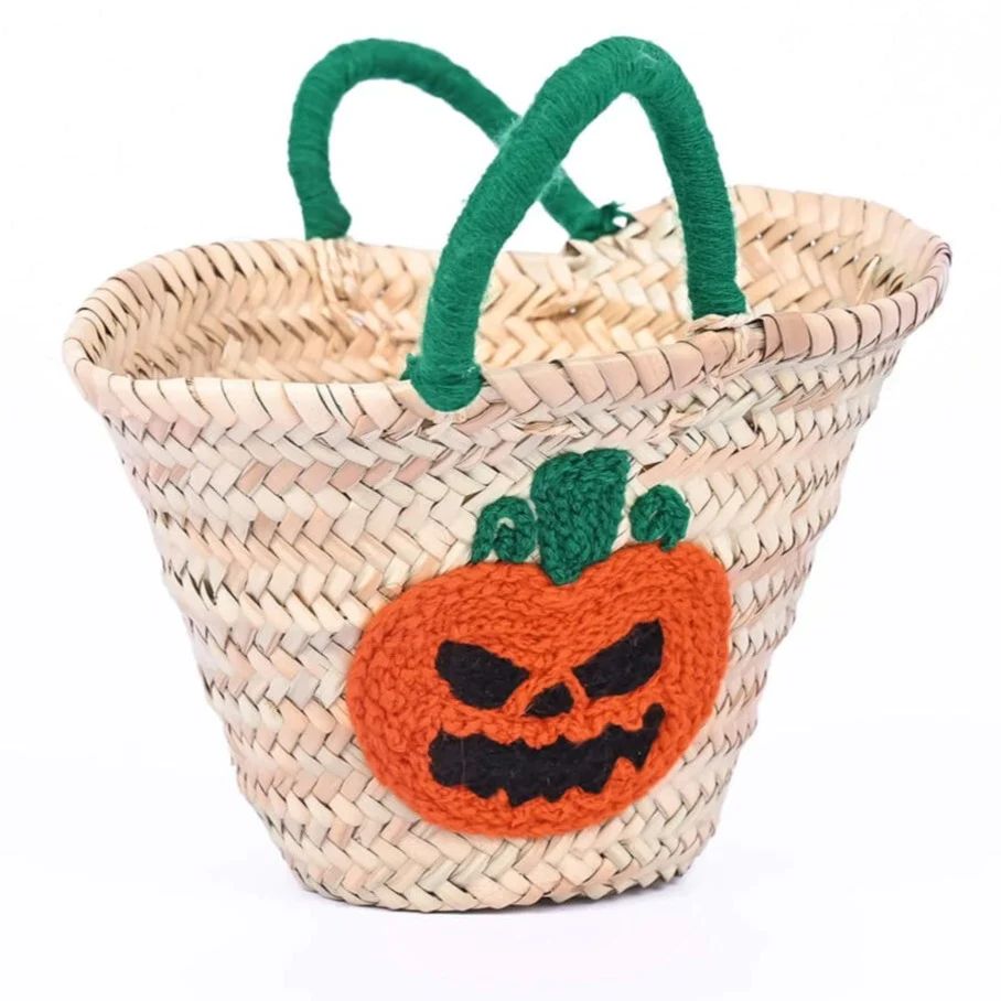 Personalized Halloween Handmade Basket - Small Straw Bag (Model 6) | OXYLION