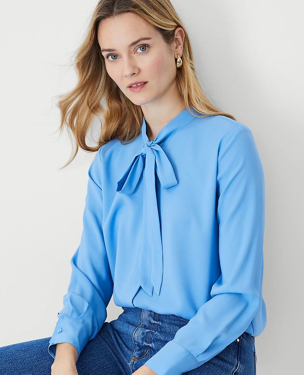 Petite Tie Neck Blouse | Ann Taylor (US)