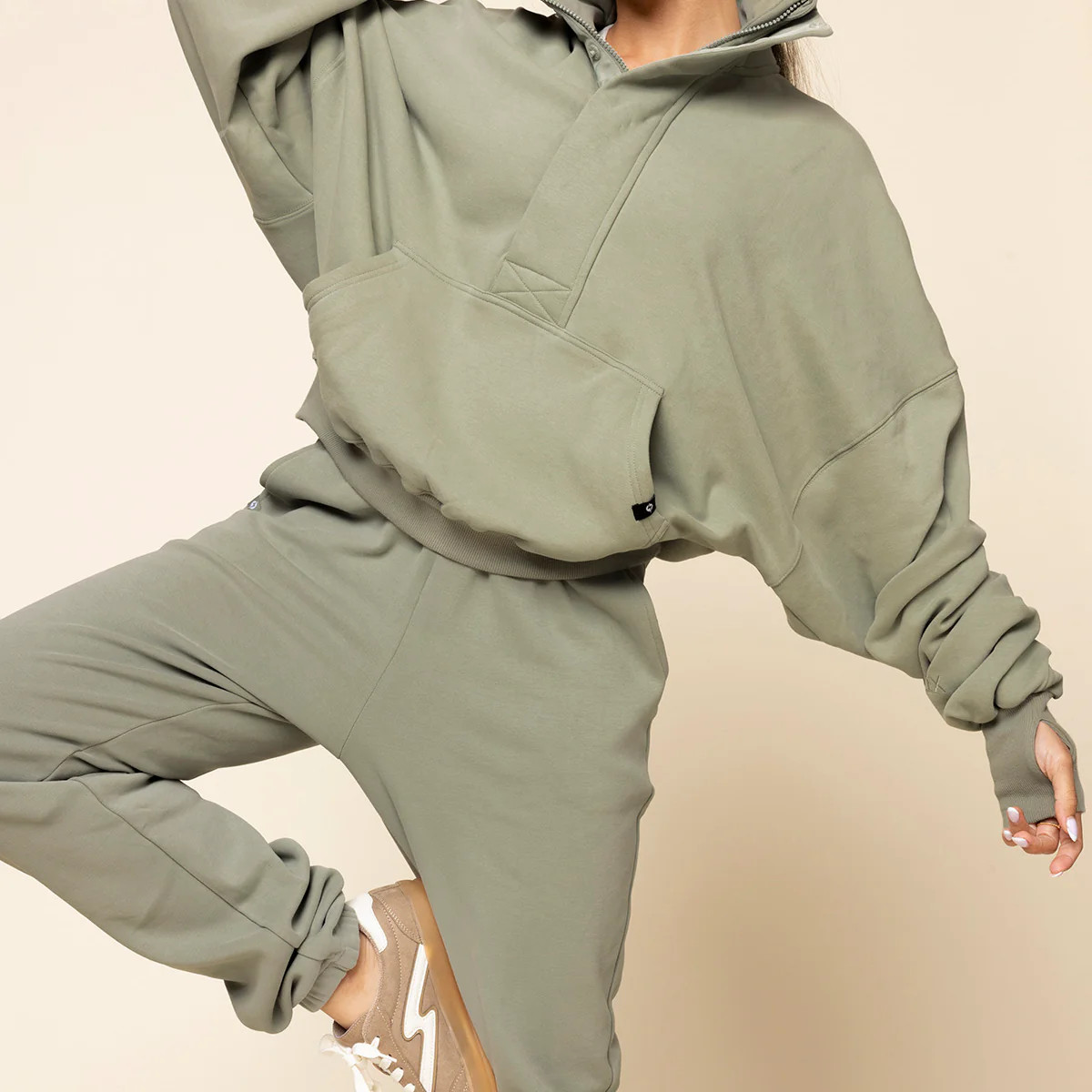 Ooey Gooey Half Zip Sweater - Light Sage | POPFLEX