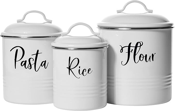 Home Acre Designs Kitchen Canisters Set of 3 - Airtight Flour, Pasta & Rice Containers - Rustic F... | Amazon (US)