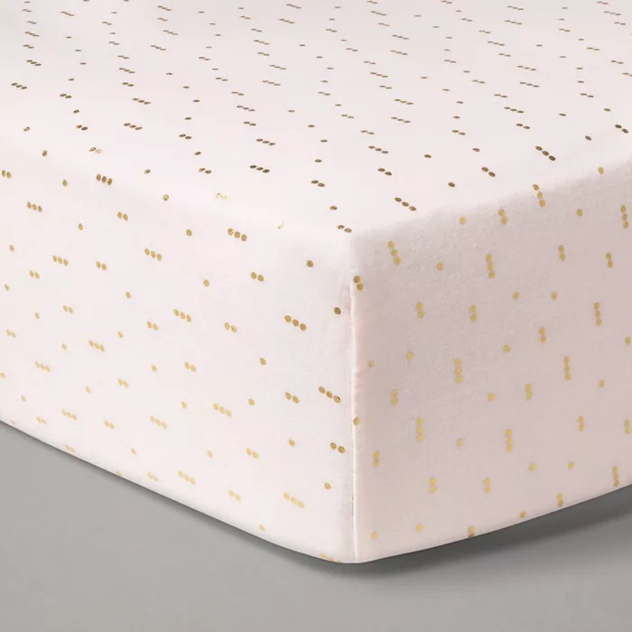 Fitted Crib Sheet Muslin Pink Dots - Cloud Island™ Pink | Target