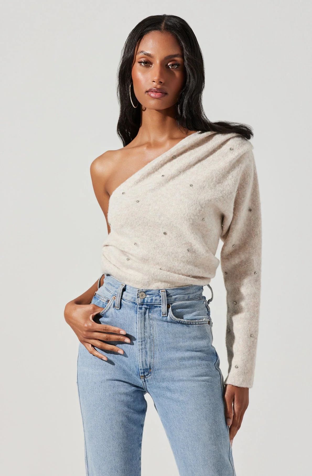 Cosima Embellished One Sleeve Sweater | ASTR The Label (US)