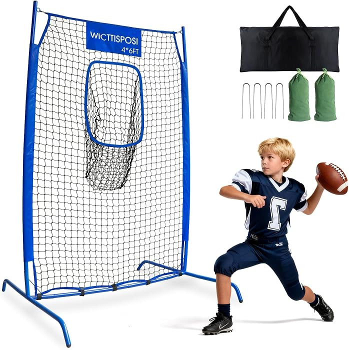 Football Throwing Net, 6x6ft/4x6ft Upgrade Heavy Duty Metal Frame Quarterback Training Equipment ... | Amazon (US)