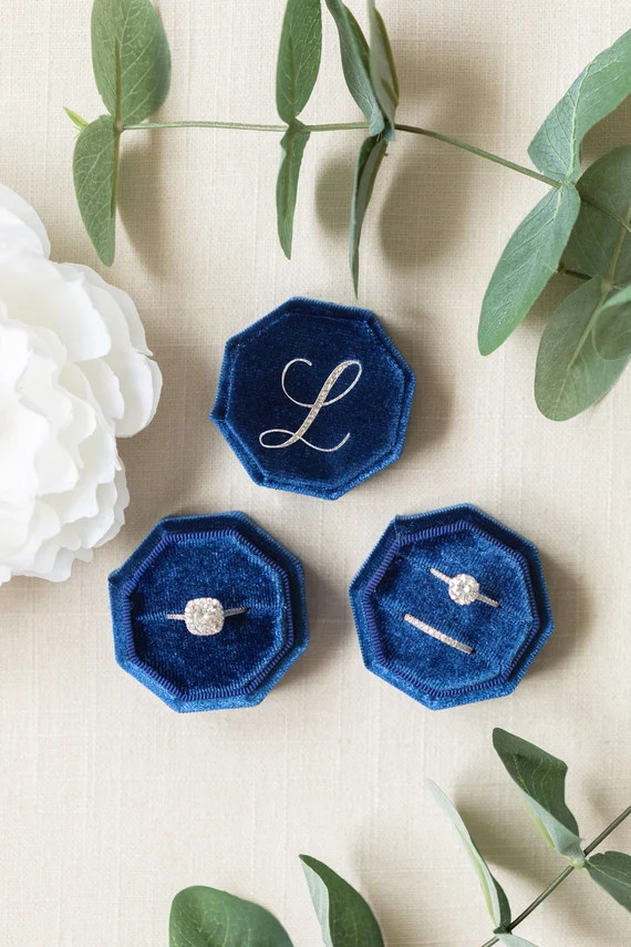 Octagon Velvet Ring Box  Double Slot  Single Slot  Wedding | Etsy | Etsy (US)