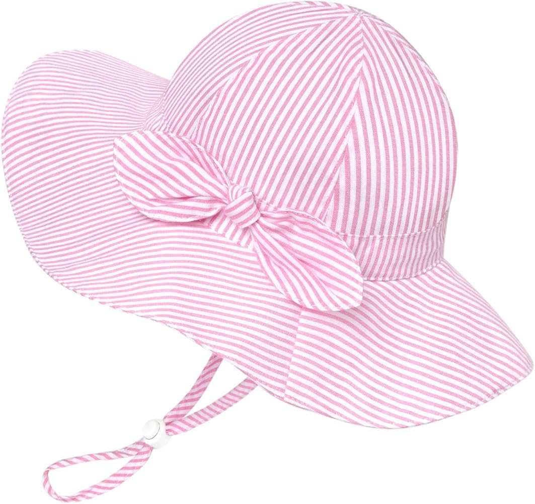 Baby Girl Sun Hat Summer Foldable Beach Hats with UPF50+ Sun Protection Wide Brim Toddler Bucket ... | Amazon (US)