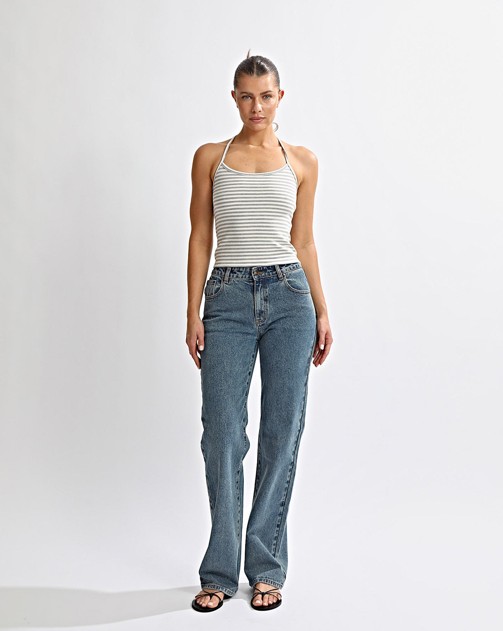 Milan Halter Tank Grey/White | One Mile