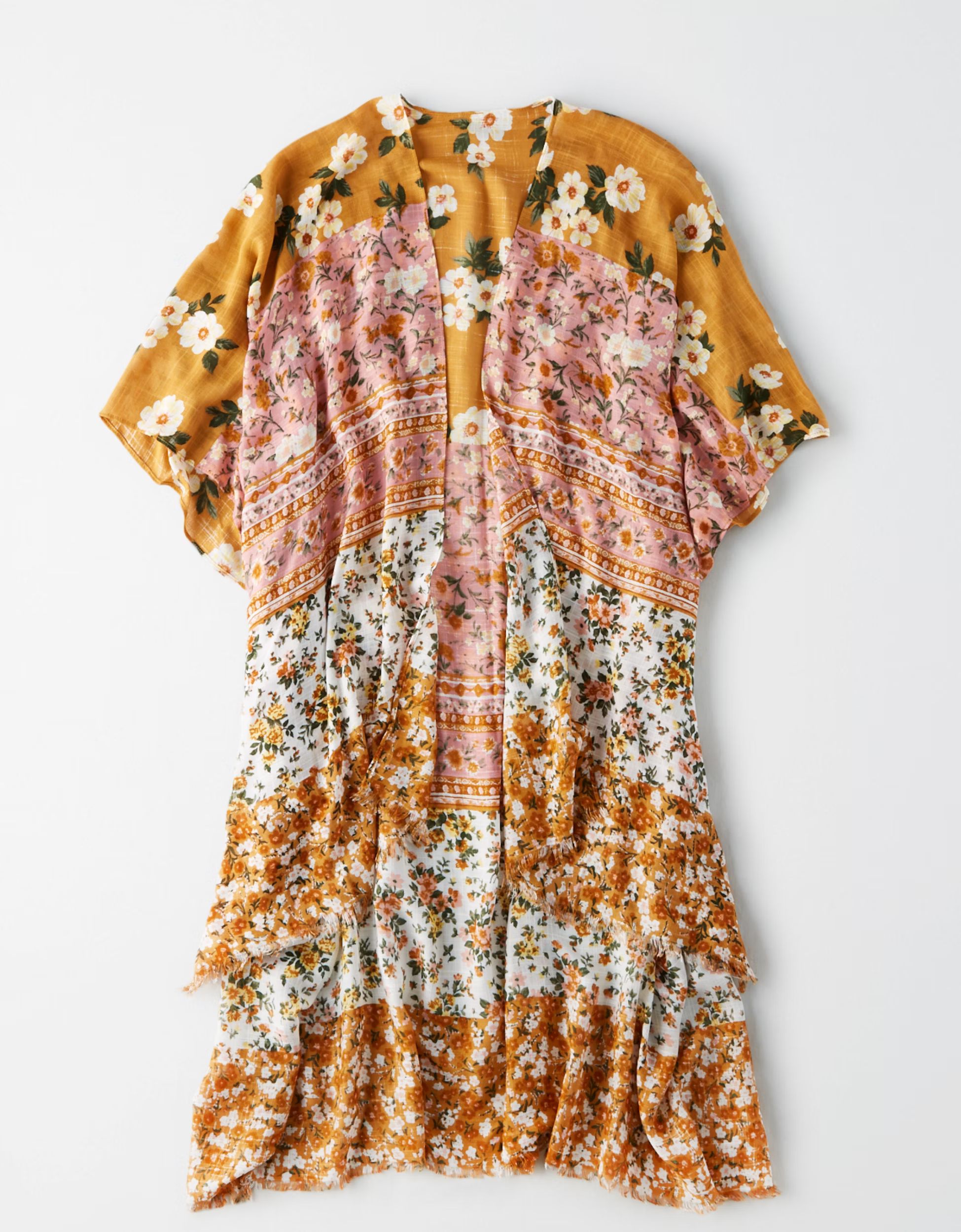 AE Floral Patchwork Midi Kimono | American Eagle Outfitters (US & CA)