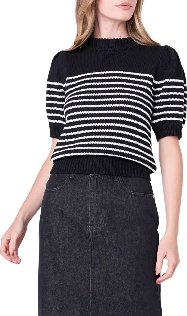 Stripe Short Puff Sleeve Sweater | Nordstrom