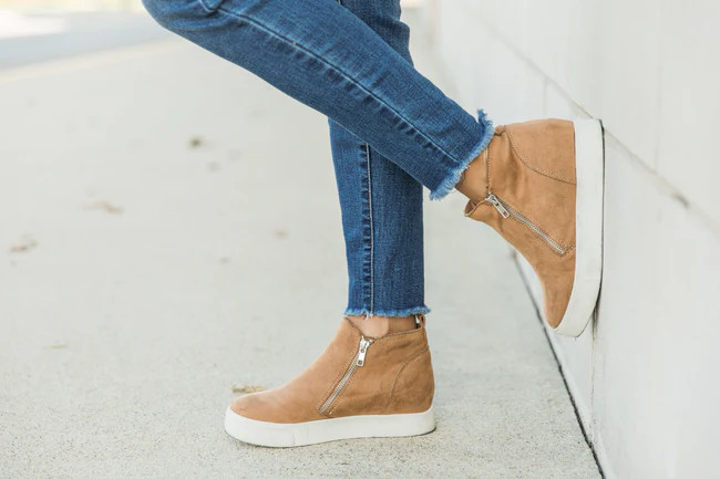 The Danielle Brown Wedge Sneakers | The Pink Lily Boutique