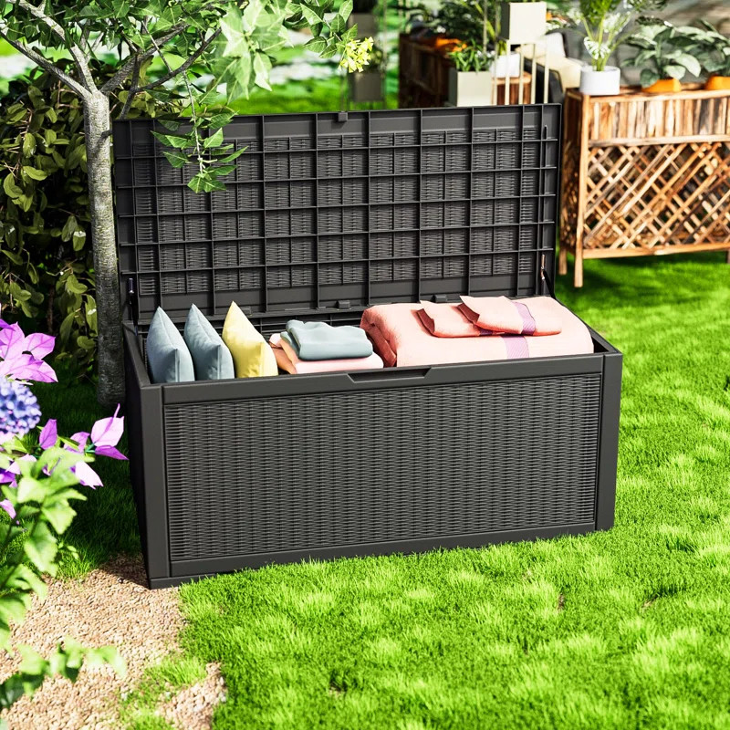 Furmax 100 Gallons Water Resistant Plastic Lockable Deck Box | Wayfair North America