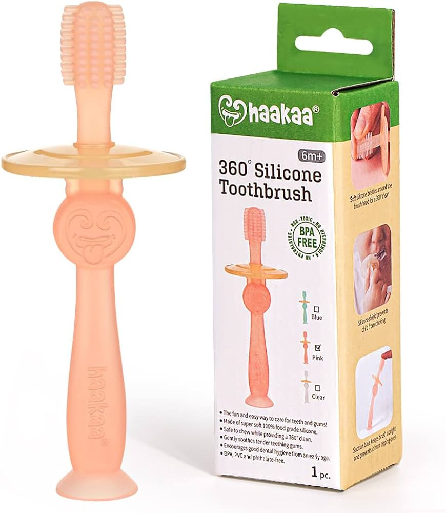 haakaa Infant Toothbrush, Easy to Hold 360° Baby Toothbrush, Train 6month+ Infants Babies and To... | Amazon (US)