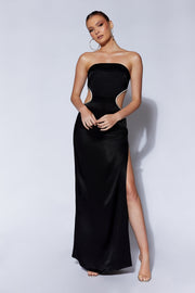 Lawry Diamante Cut Out Maxi Dress - Black | MESHKI US