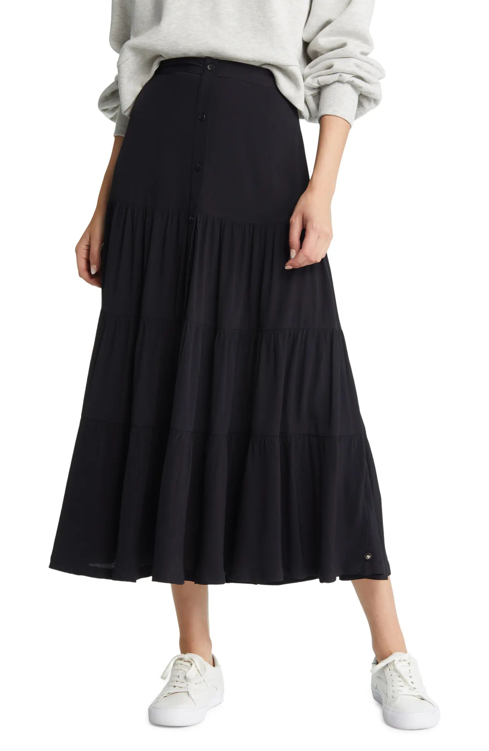 Tiered Button Front Midi Skirt | Nordstrom