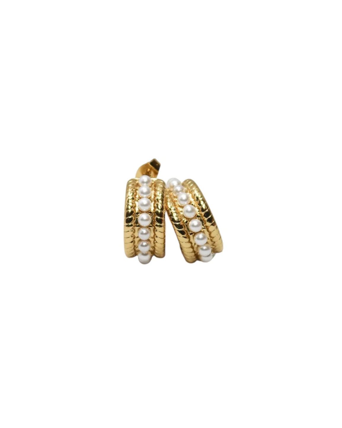 Kiss & Tell Pearl Huggies 316L Stainless Steel | KC Chic Designs